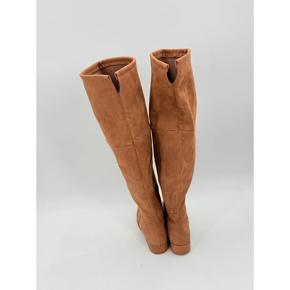 rue21 Dakota-20L Tan Faux Suede Over the Knee Flat Boots Women Size 6